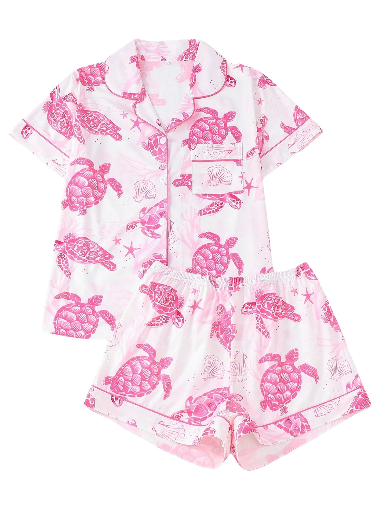 Women's Summer Hawaiian Print Short Sleeve Shirt Set