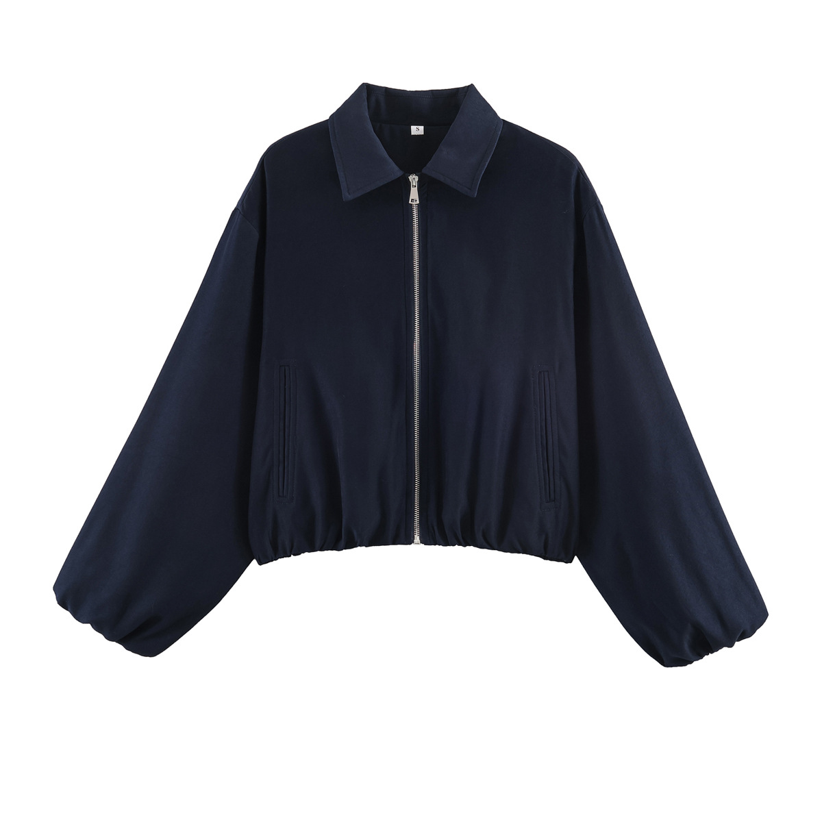 Women's Zip-Up Bomber Jacket with Puff Hem