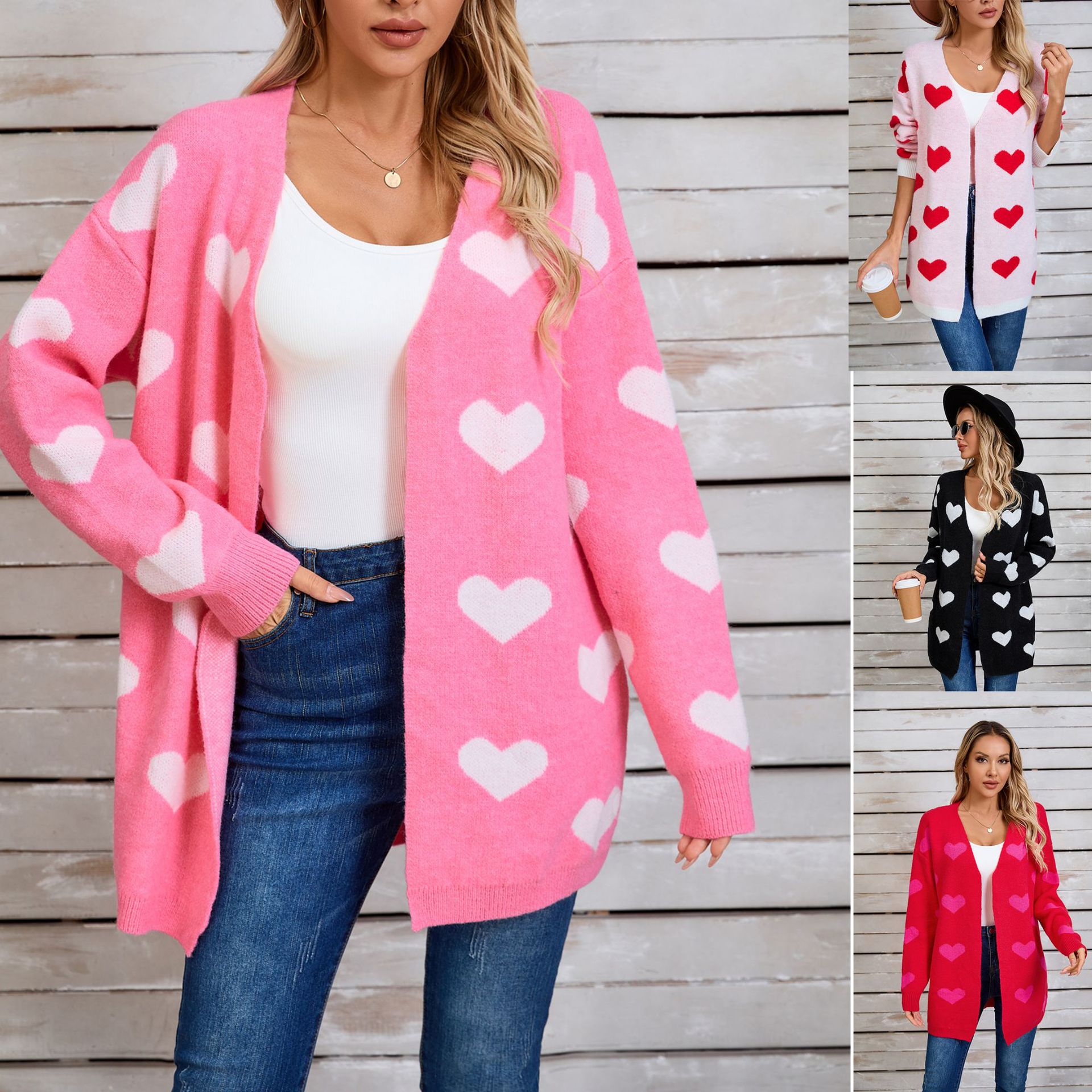 Heart Color-Block Knit Sweater