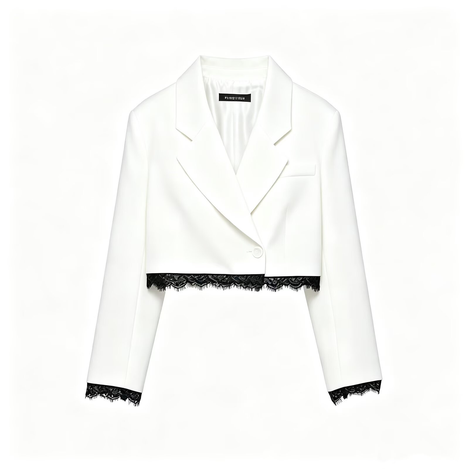 Lace-Trim Cropped Blazer and Shorts Set