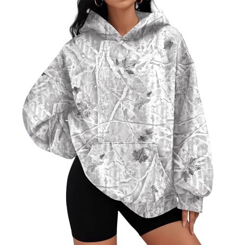 Women's Ocean Life Spiderweb Leaf Print Hoodie