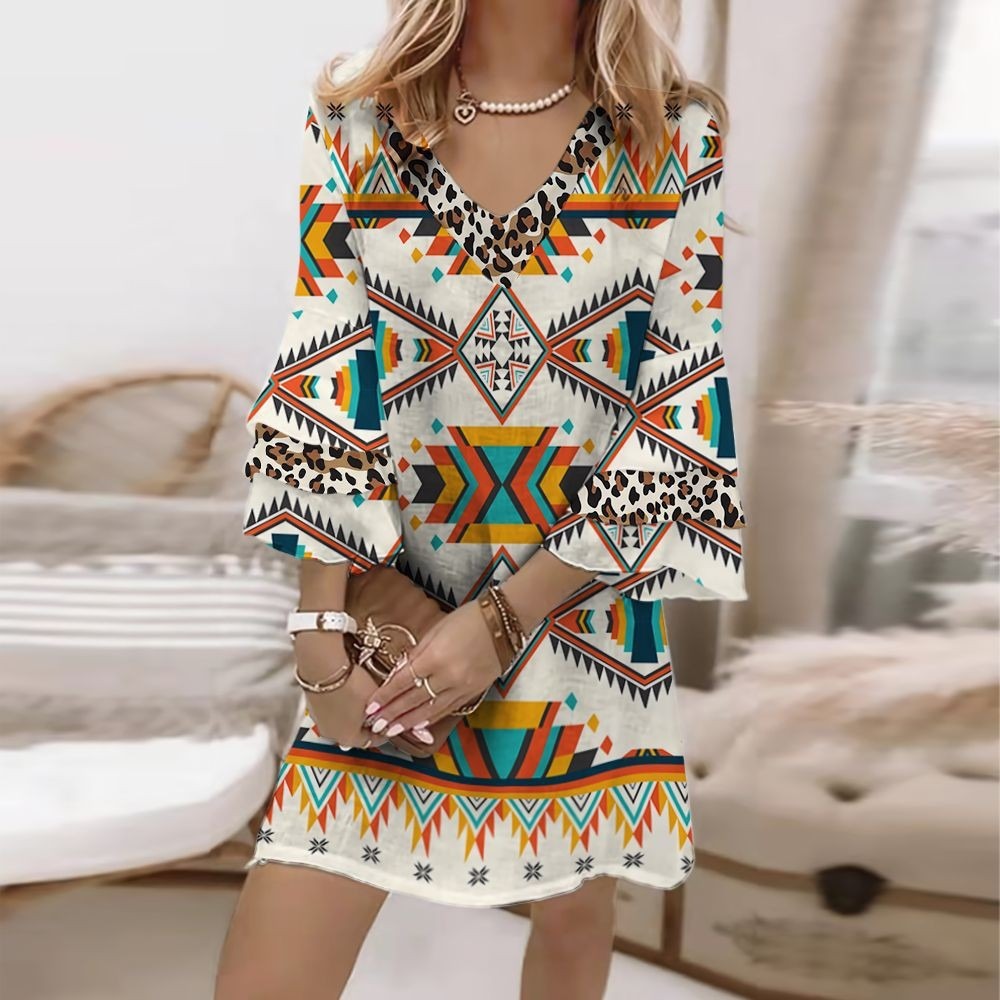 Women's Animal Print Ruched Floral Midi Dress