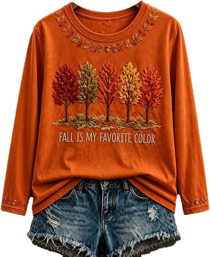 Women's Tree Maple Leaf Letter Print Casual Sweatshirt