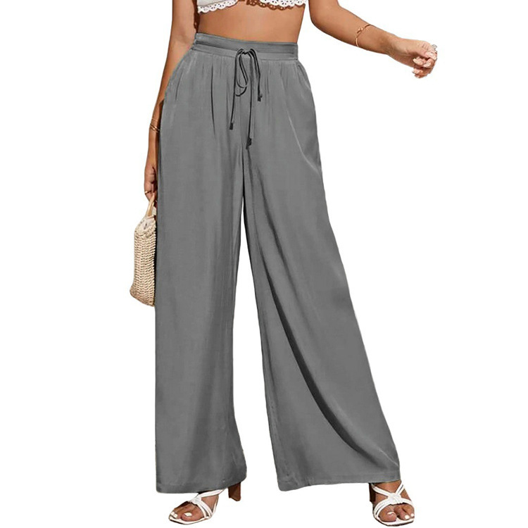 Women's High-Waist Wide-Leg Pants with Drawstring