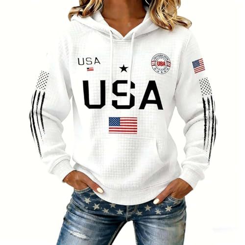 Women's American Flag Print Casual Hoodie
