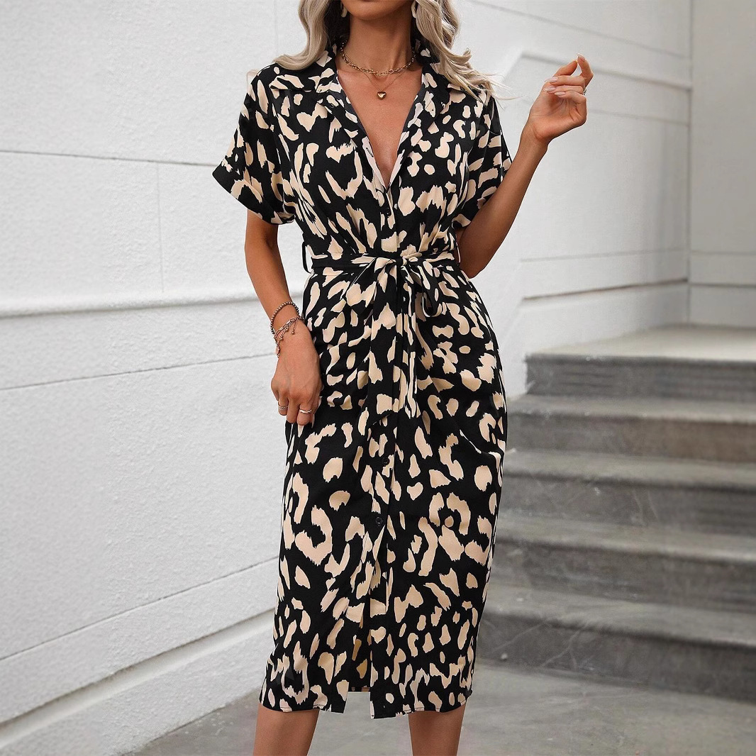Floral Print Short Sleeve A-Line Dress