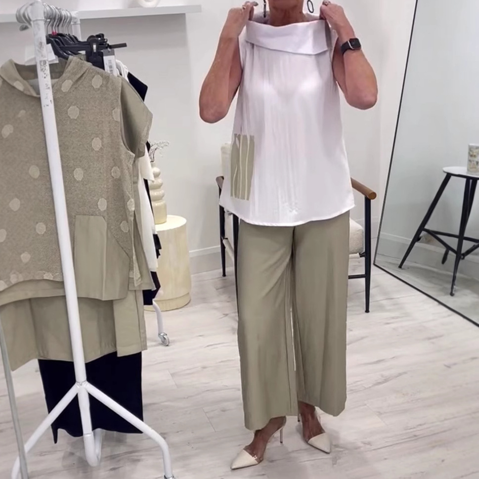 Women's Sleeveless Top and Wide-Leg Pants Set Casual Commute
