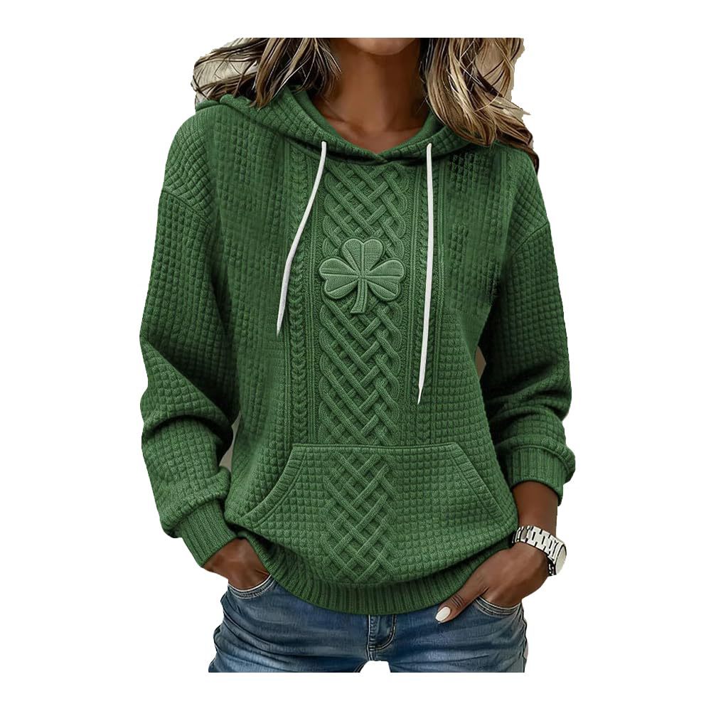 Women's Clover Cross Letter Print Hoodie