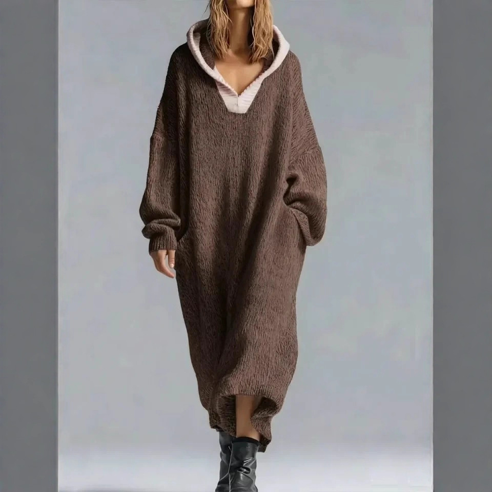 Casual Loose Hooded Knit Dress