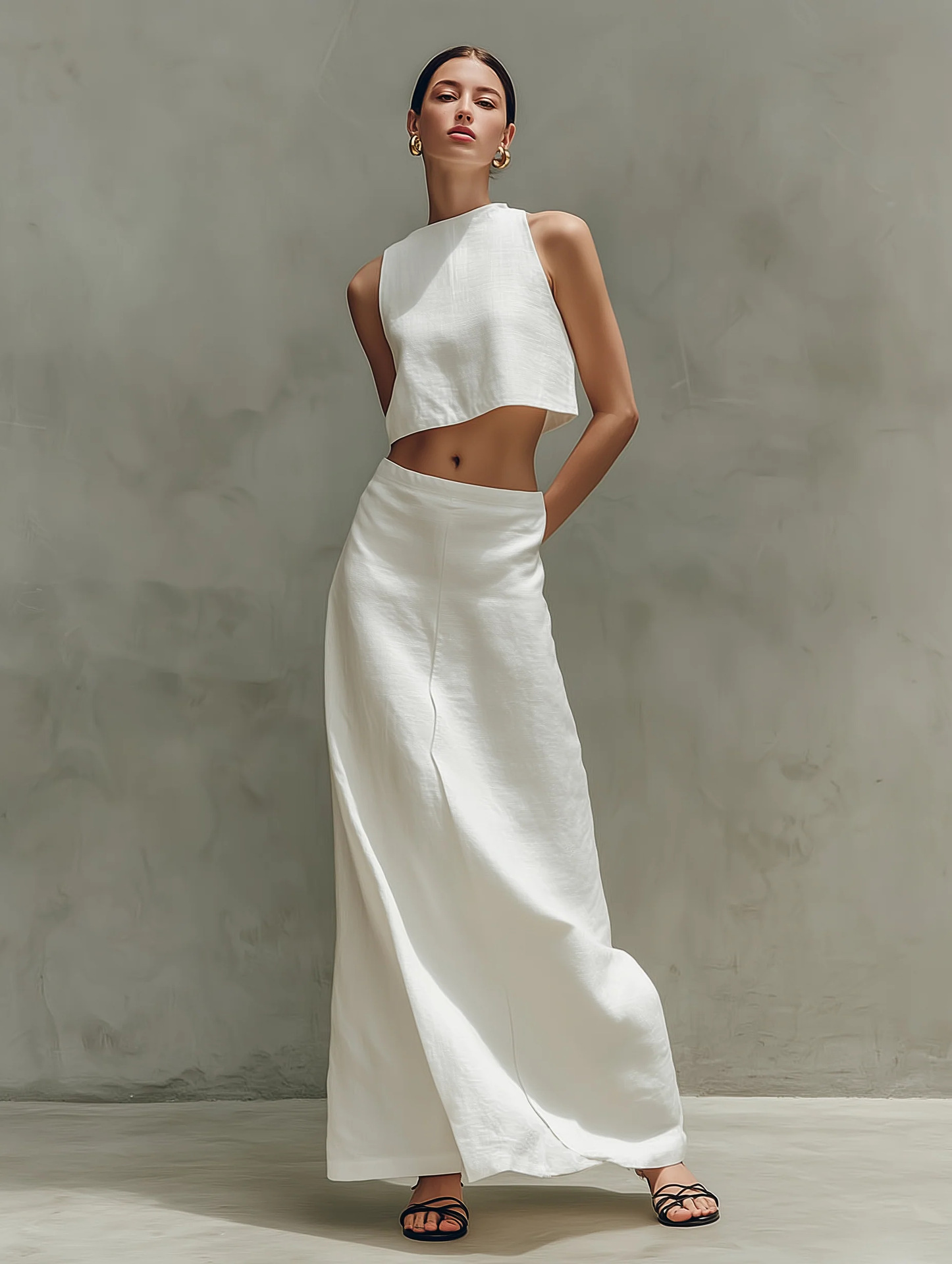 Sleeveless Top and Long Skirt Two-Piece Set