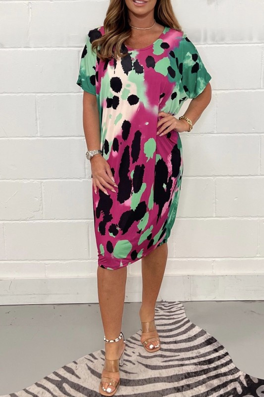 Women's Plus Size Printed Short Sleeve Casual Dress
