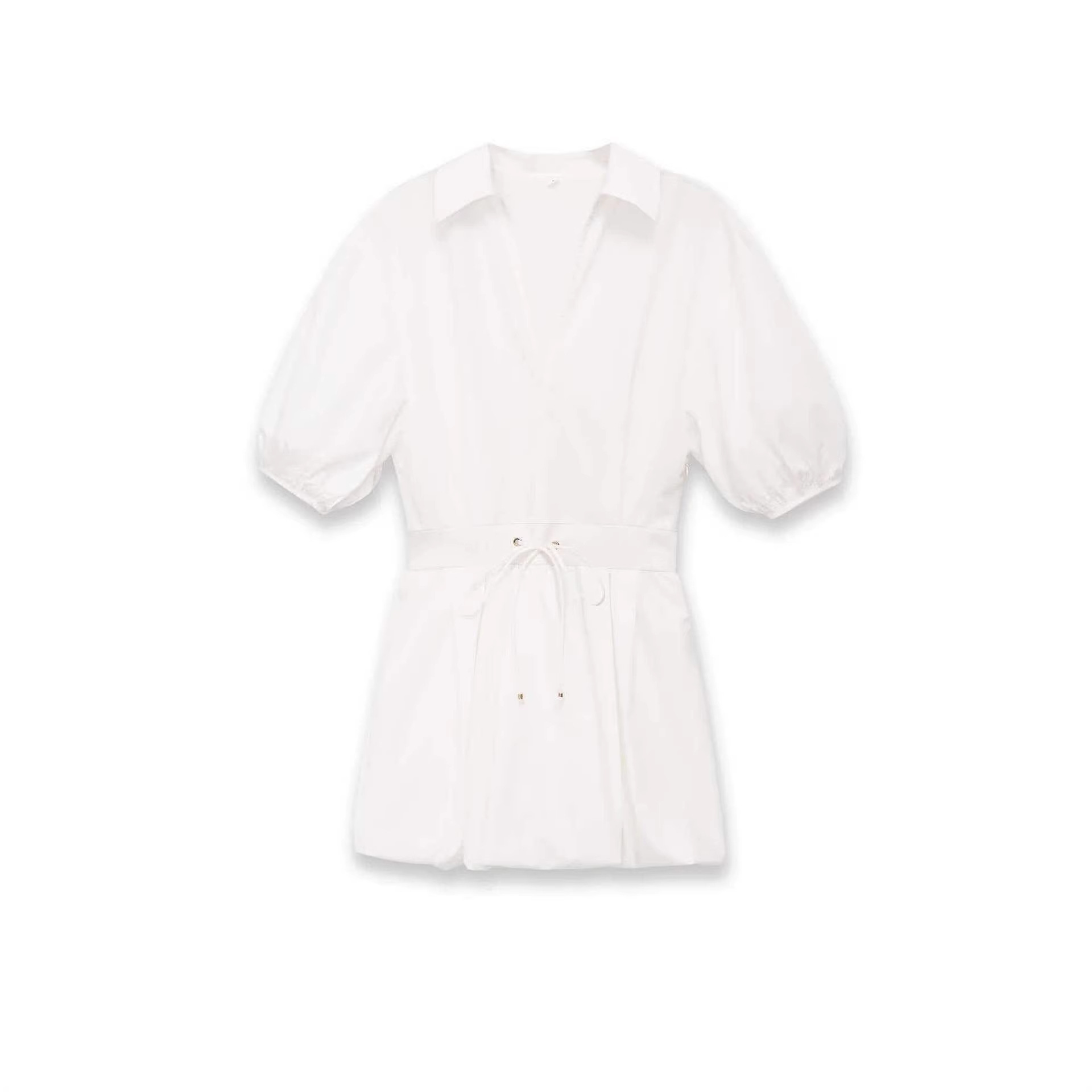 Minimalist V-Neck Poplin Mini Dress