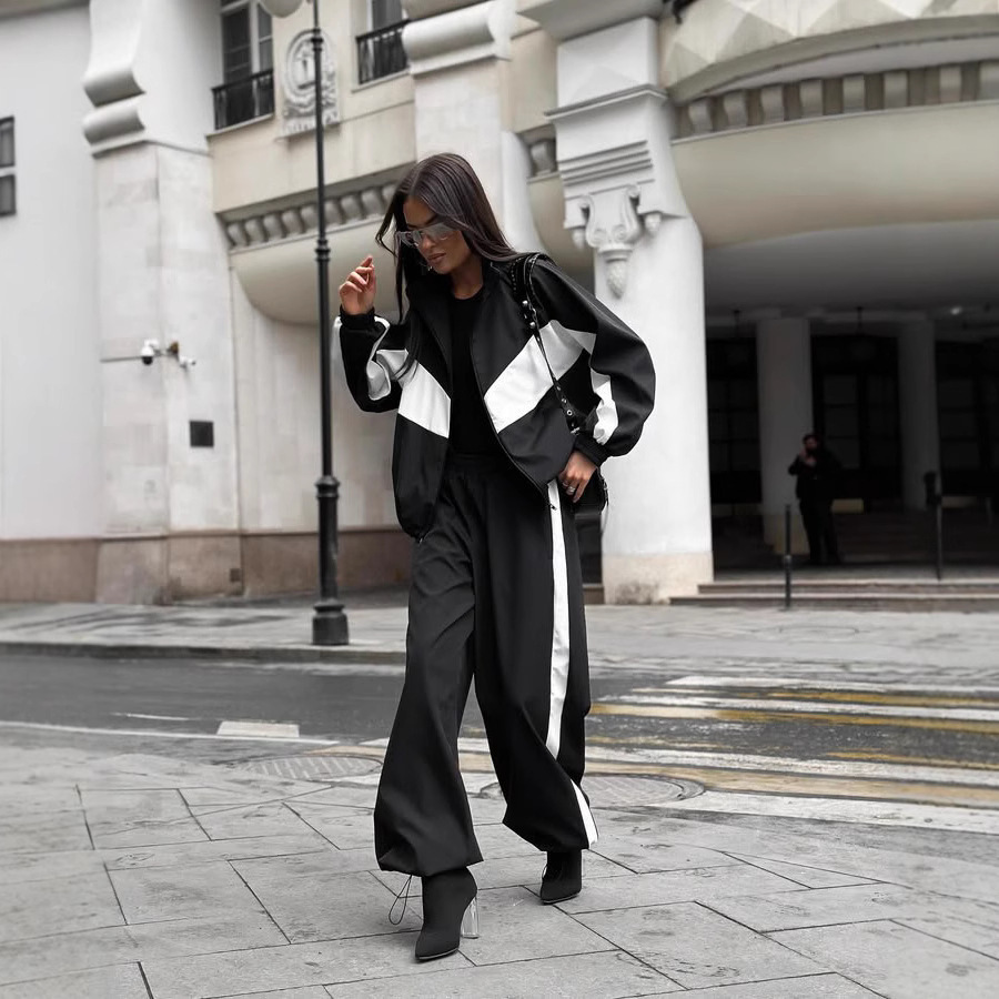 Women's Colorblock Zip Cardigan and Pants Set