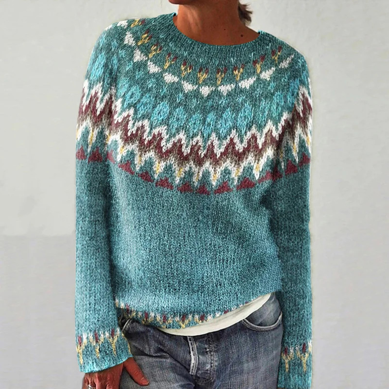 3D Print Women's Crewneck Soft Knit Sweater Casual Cardigan Diamond Pattern