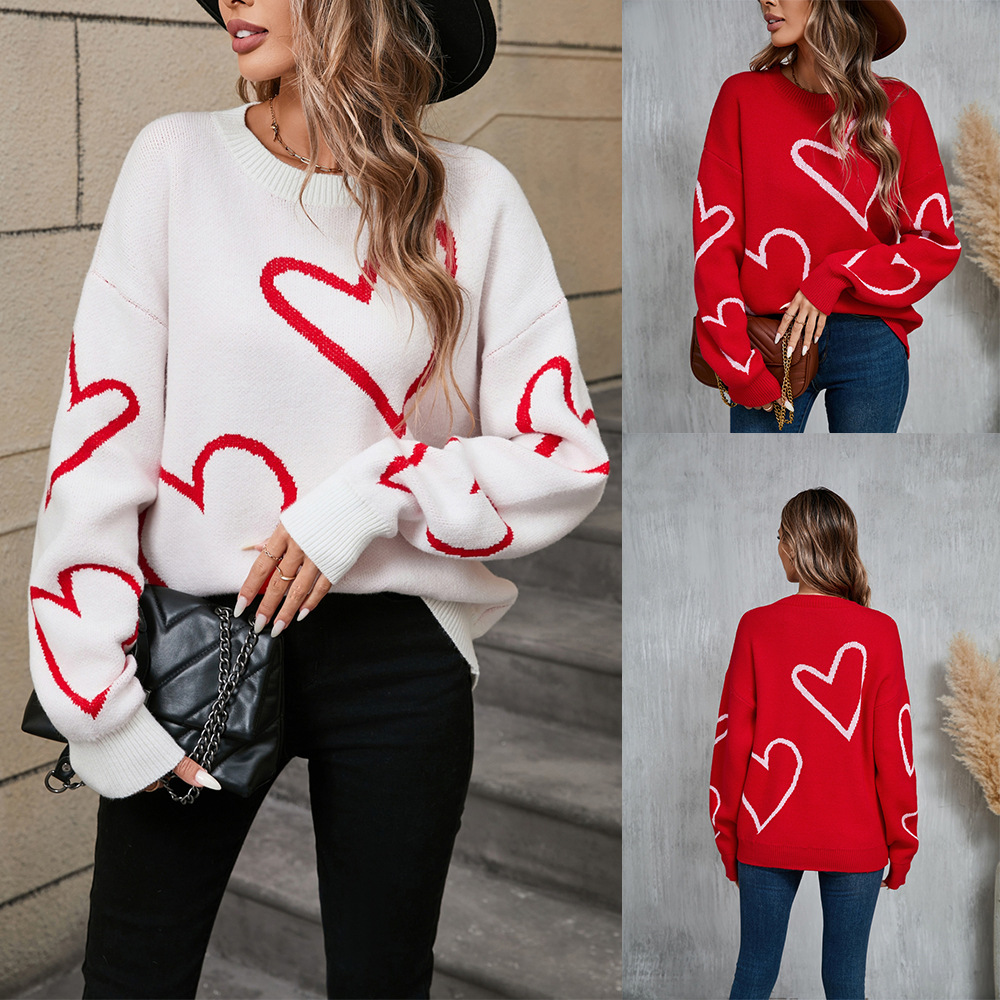 Heart Colorblock Pullover Sweater