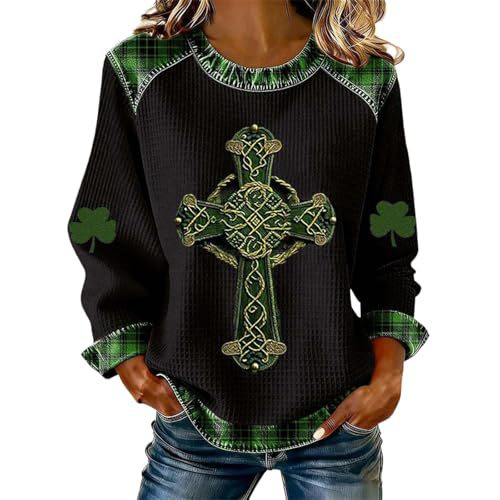 Women's Clover Tree Plant Print Crewneck Sweatshirt