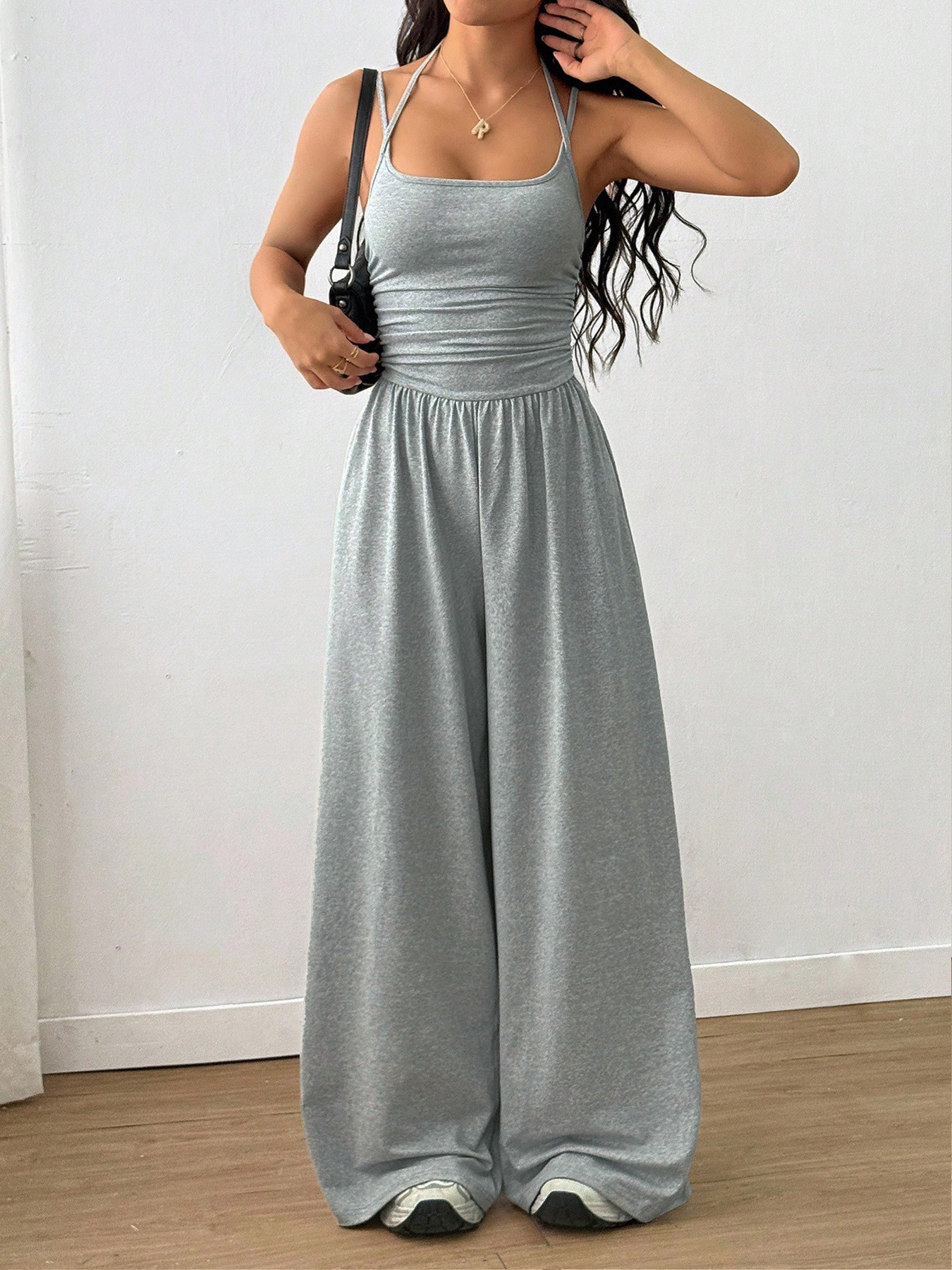 Women's Sleeveless Cami Jumpsuit Wide-Leg Loose Fit Backless