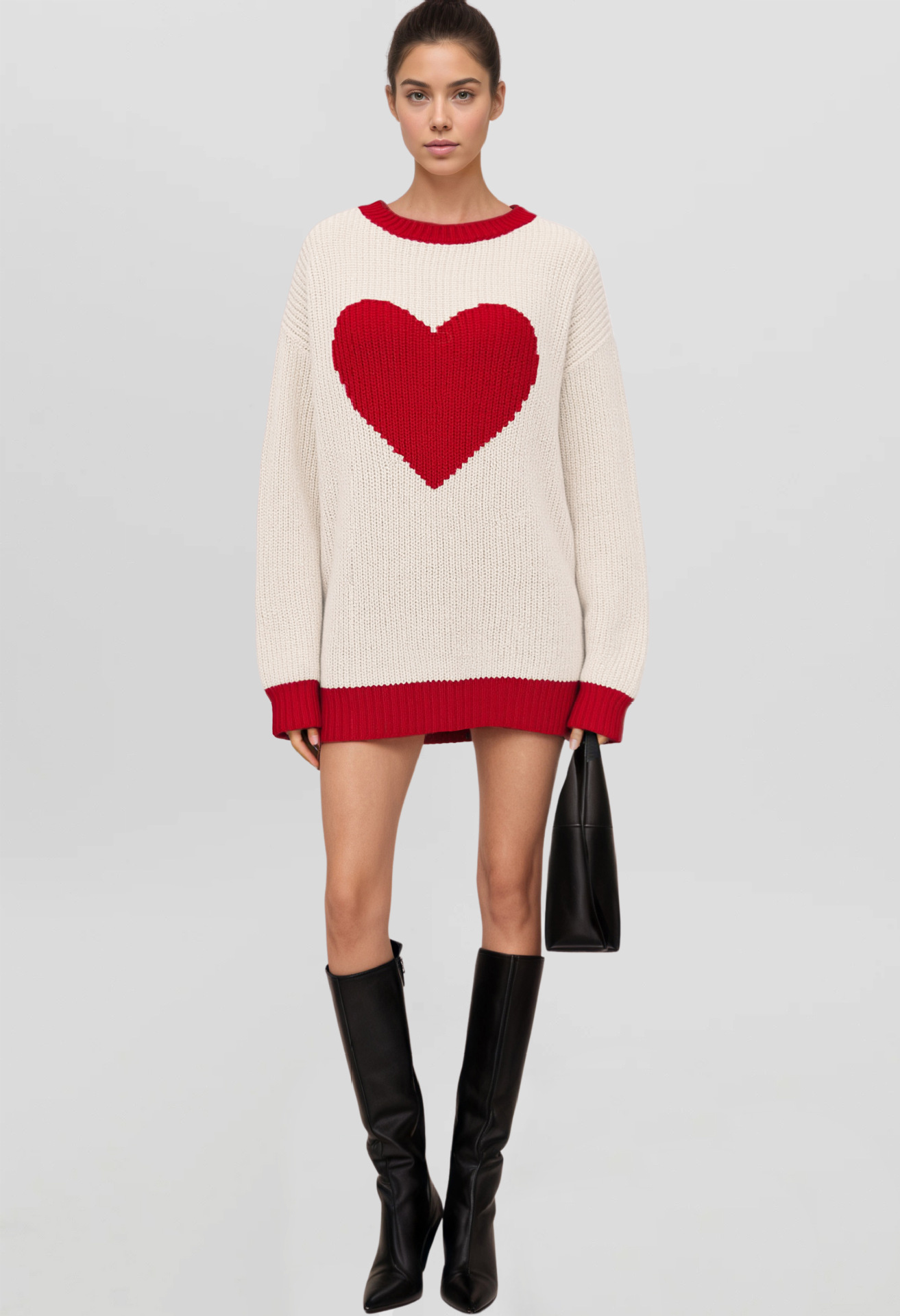 Color-Block Knit Sweater Women's Loose Mid-Length Pullover