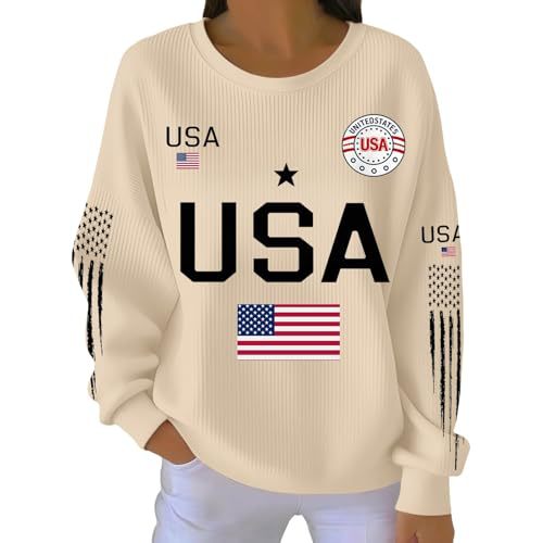 Women's American Flag Star Print Sweatshirt