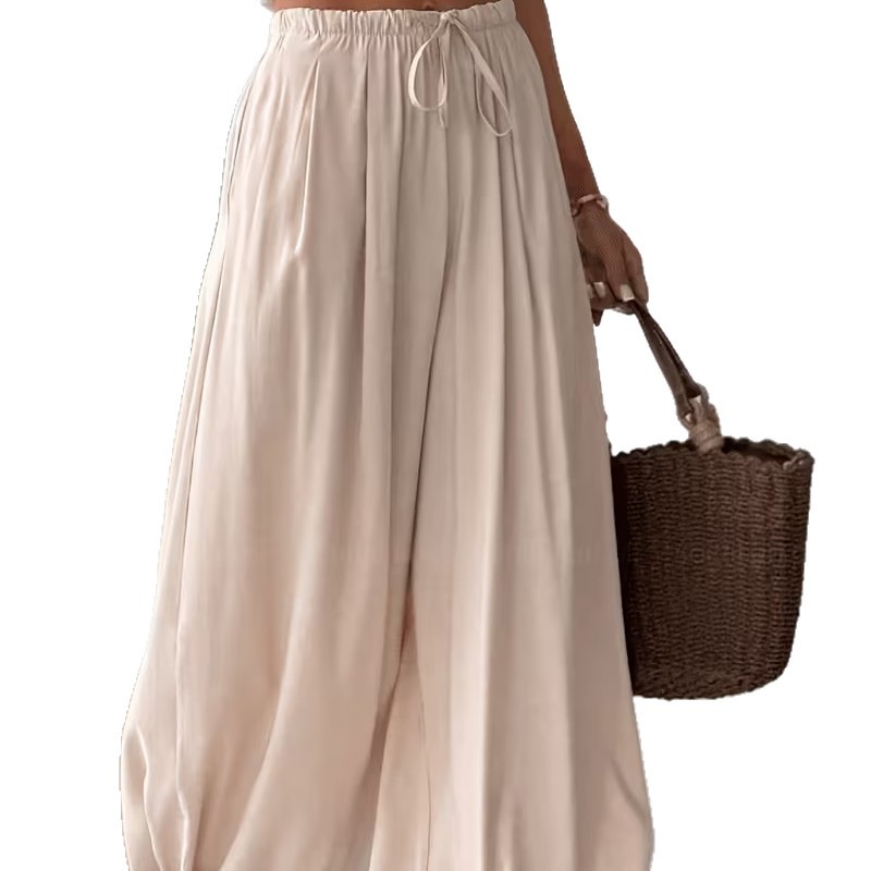 Women's Summer Elastic Waist Harem Pants Loose Fit Thin Long Pants