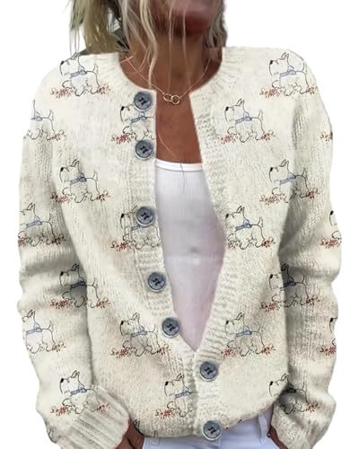 Women's Animal Boho Print Button Cardigan Sweater