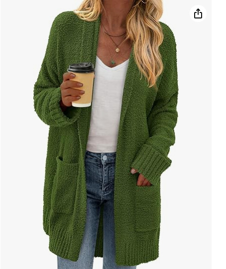 Korean Velvet Pocket Knit Cardigan Solid Loose Sweater Coat