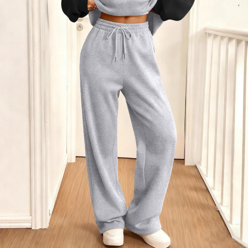 Women's Plus Size Fleece-Lined Sweatpants Drawstring Elastic Waist Loose Fit