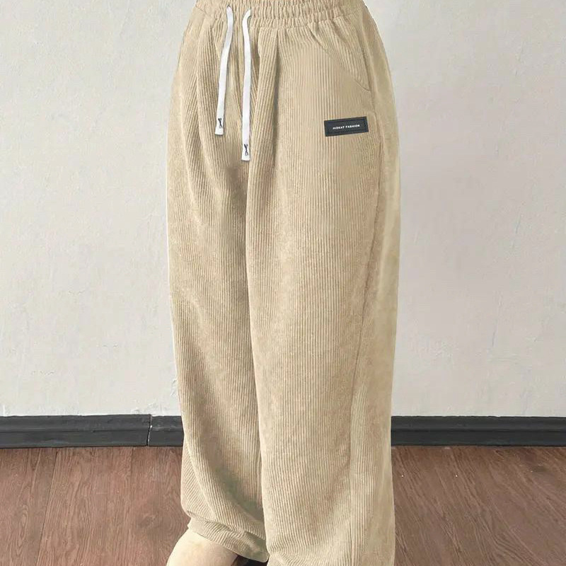 Women's Loose Drawstring Corduroy Pants with Pockets