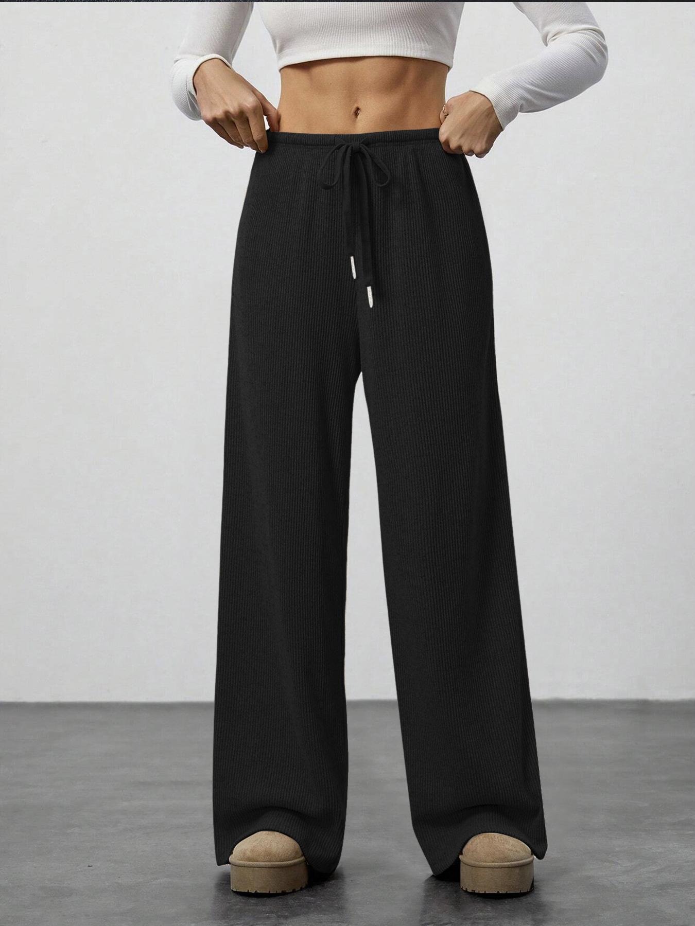 Women's Drawstring Wide-Leg Casual Pants with Drape