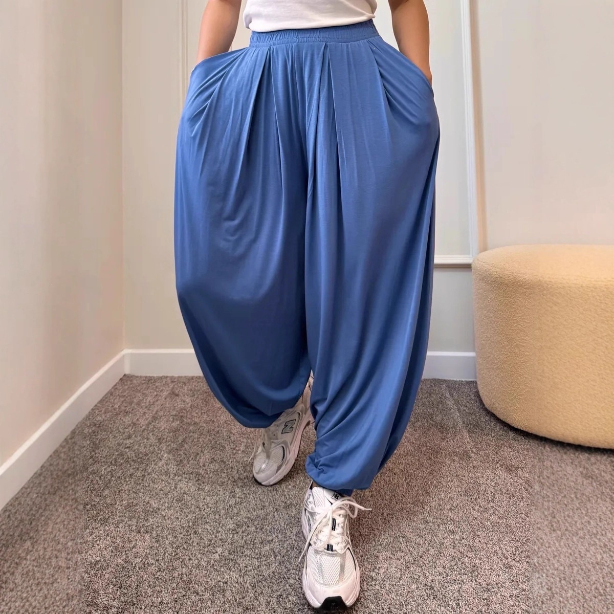 Women's Wide-Leg Pants with Pockets, Loose Casual Streetwear