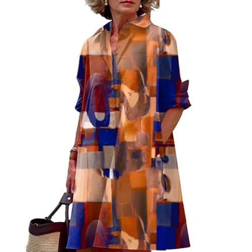 Women's Floral Print Lapel Collar Sheath Dress