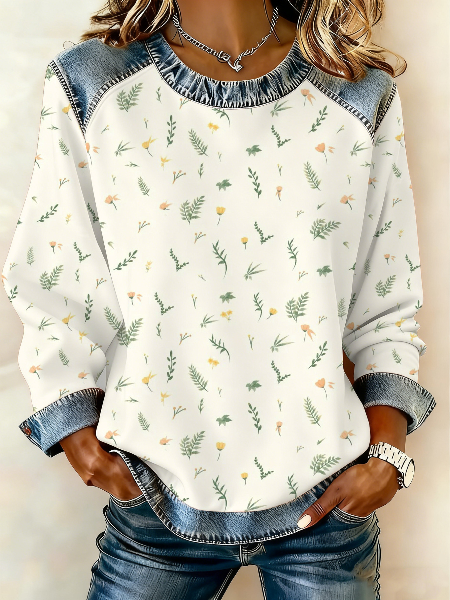 Women's Animal Lion Tiger Print Crewneck Sweatshirt