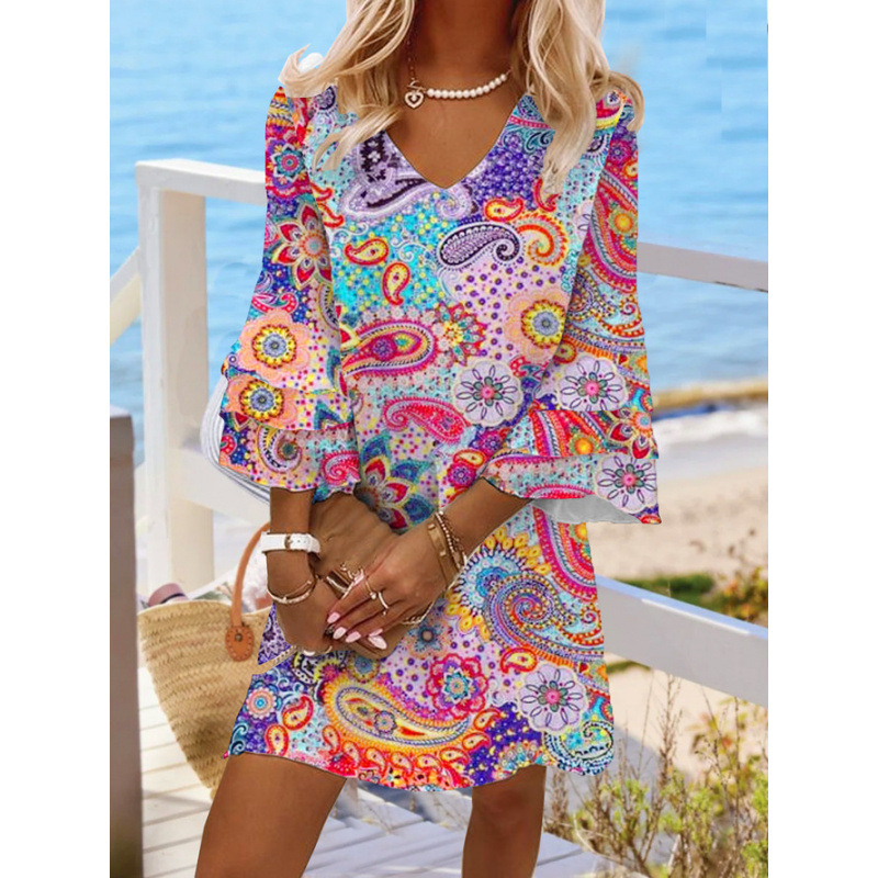 Women's Animal Print Ruched Floral Midi Dress