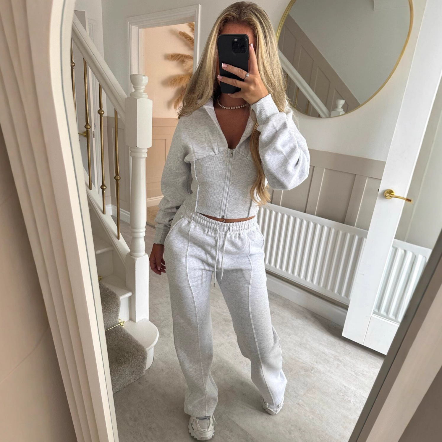 Women's Colorblock Zip Cardigan & Tie Pants Set