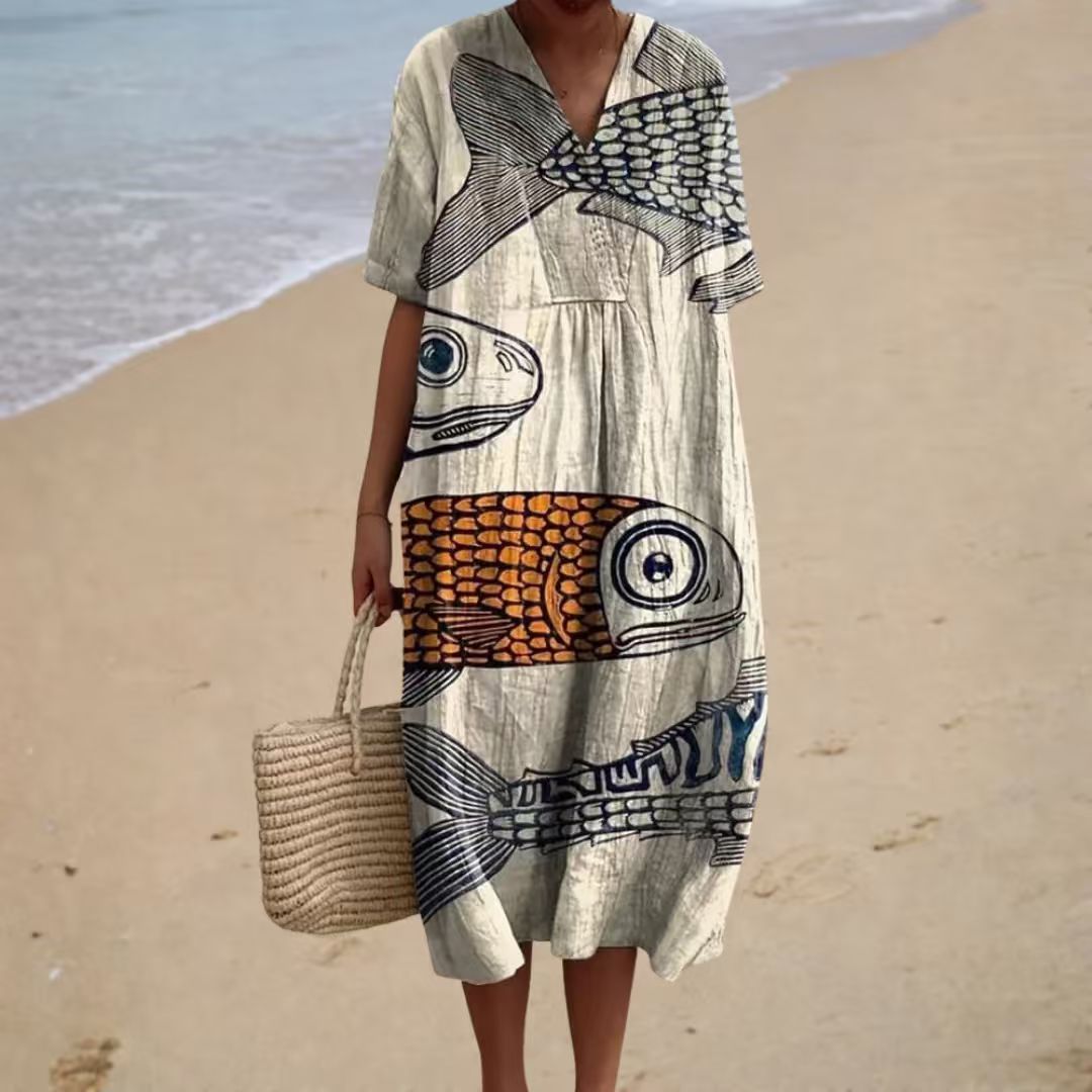 Women's Animal & Plant Print Casual Midi Dress