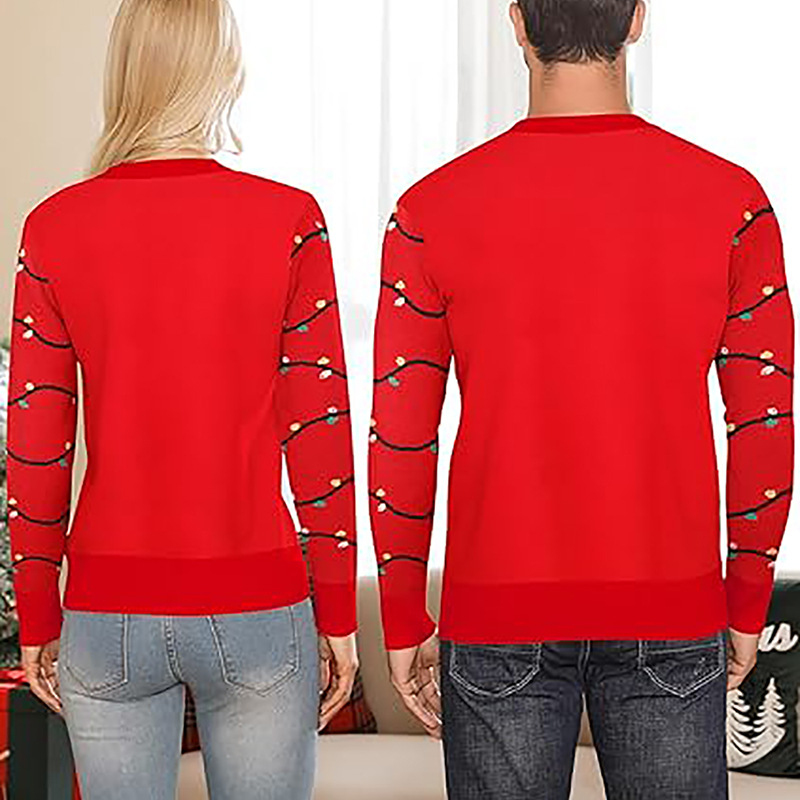 Christmas Tree Jacquard Loose Fit Pullover Sweater for Couples