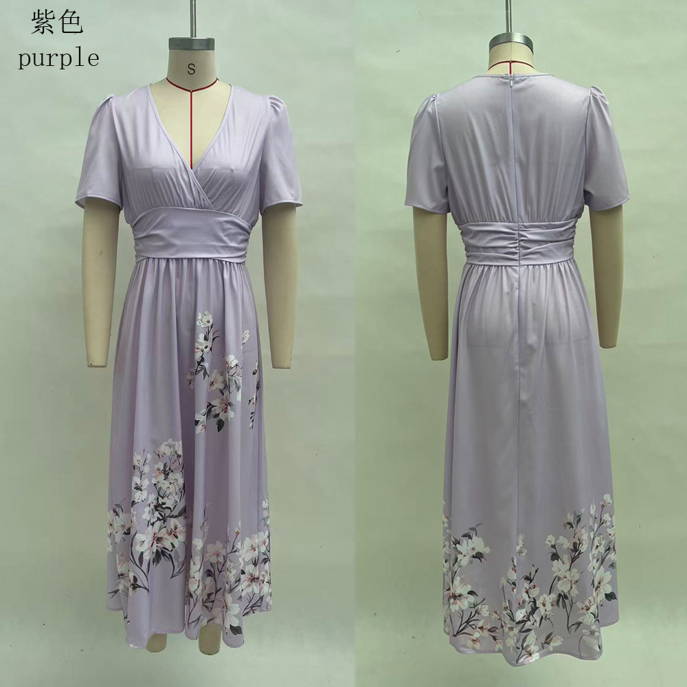 Floral Print Sleeveless V-Neck Pleated A-Line Maxi Dress
