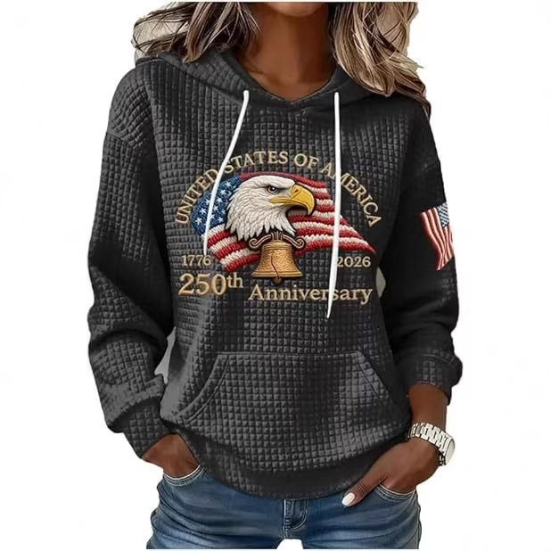 Women's Eagle Star Print Casual Hoodie