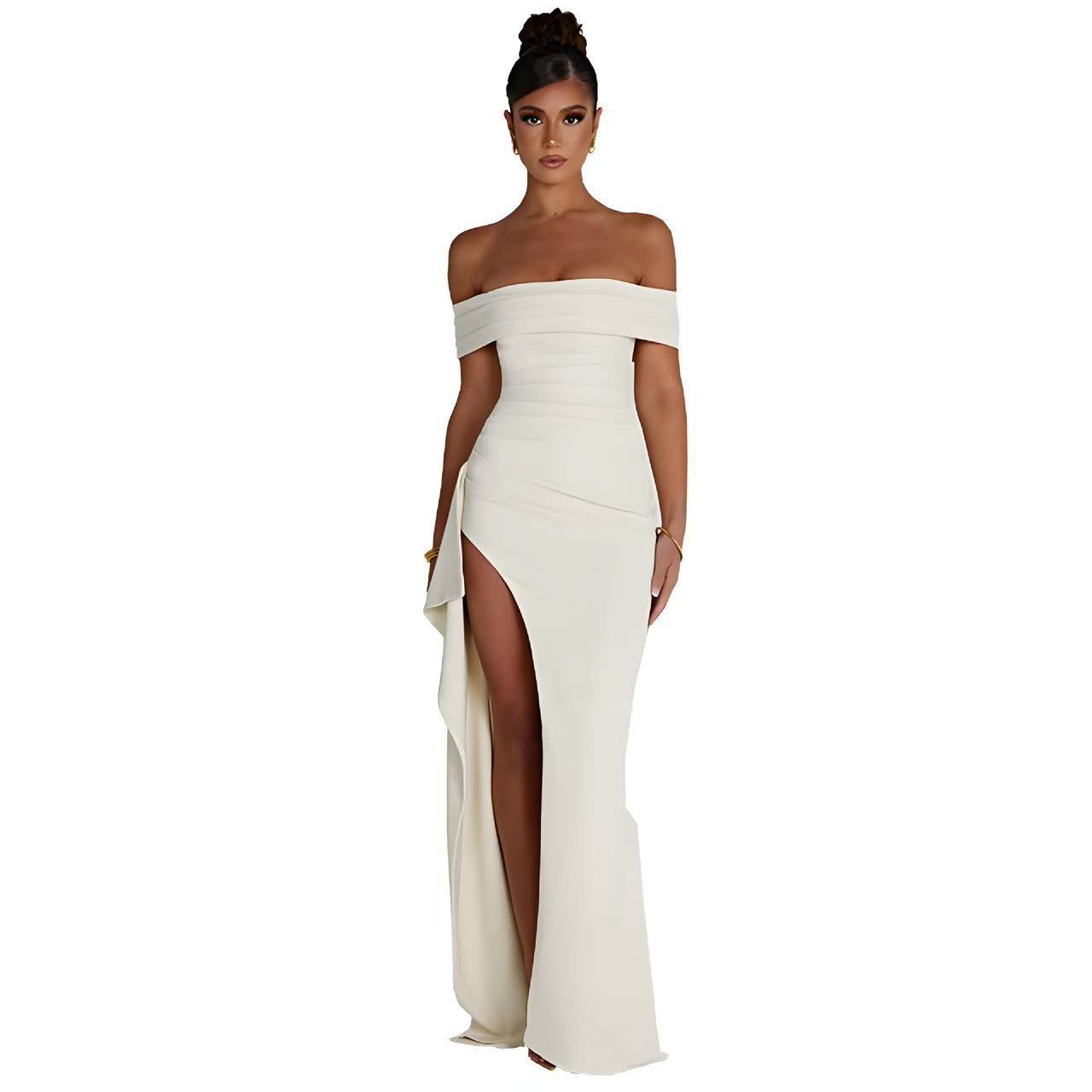 Women's Off-Shoulder High Slit Party Dress Elegant Bodycon