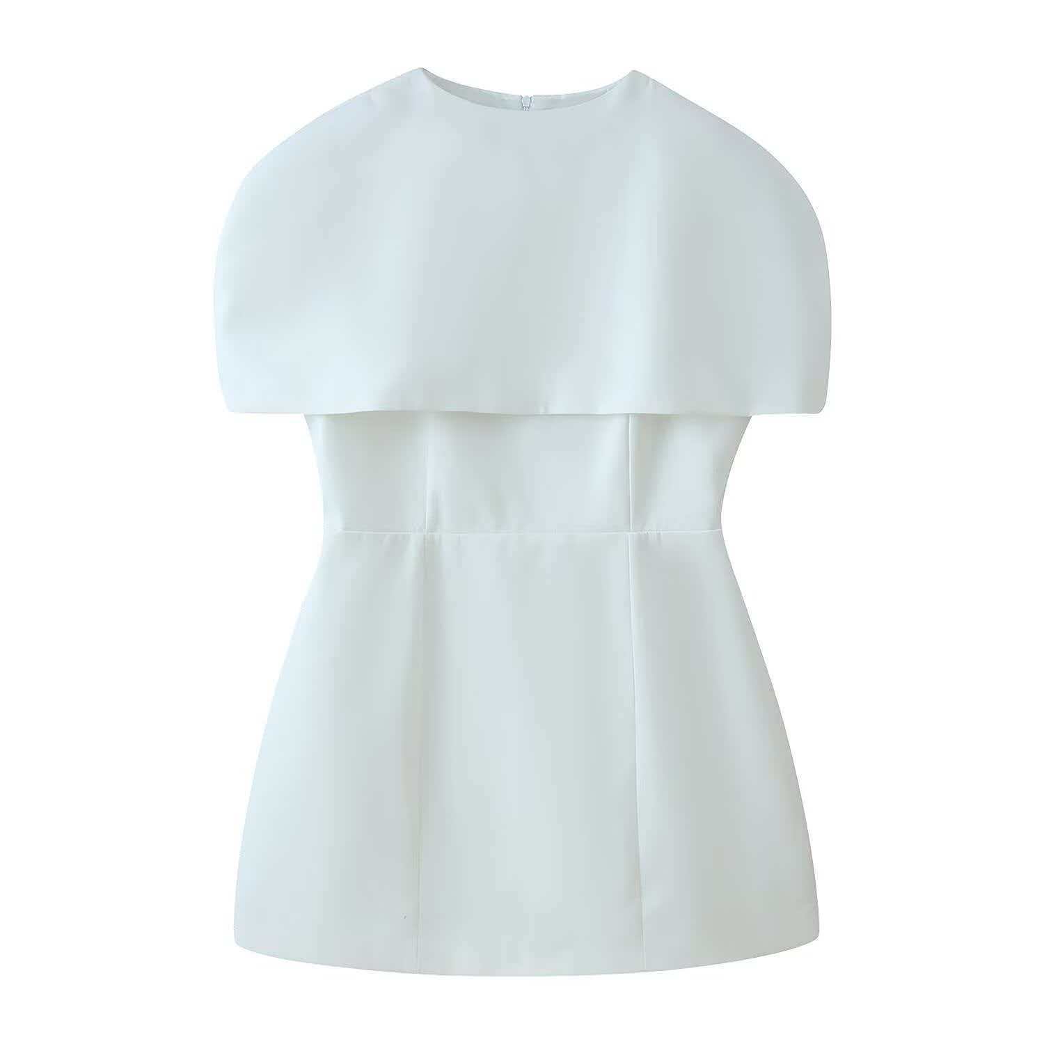 Women's Sleeveless Square Neck A-Line Mini Dress with Shawl