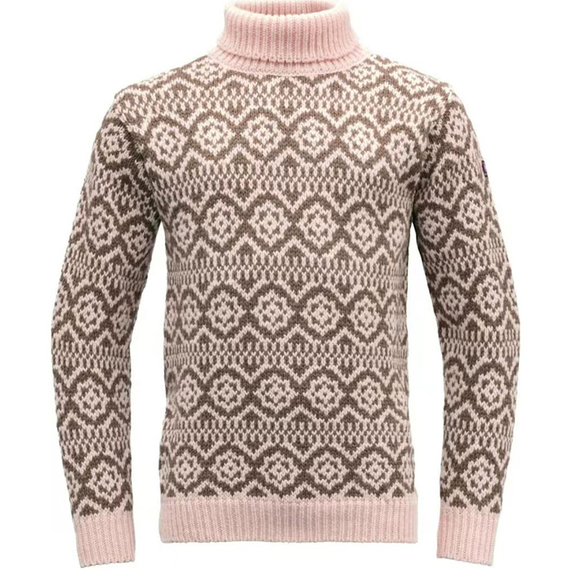 Men's Retro Argyle Turtleneck Sweater Loose Fit Pullover Knit