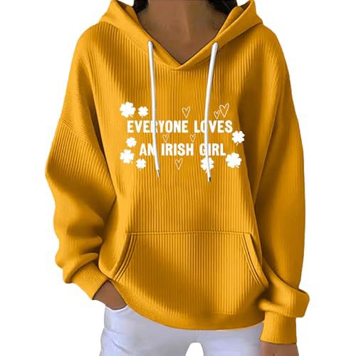 Women's Letter Heart Four-Leaf Clover Print Casual Hoodie