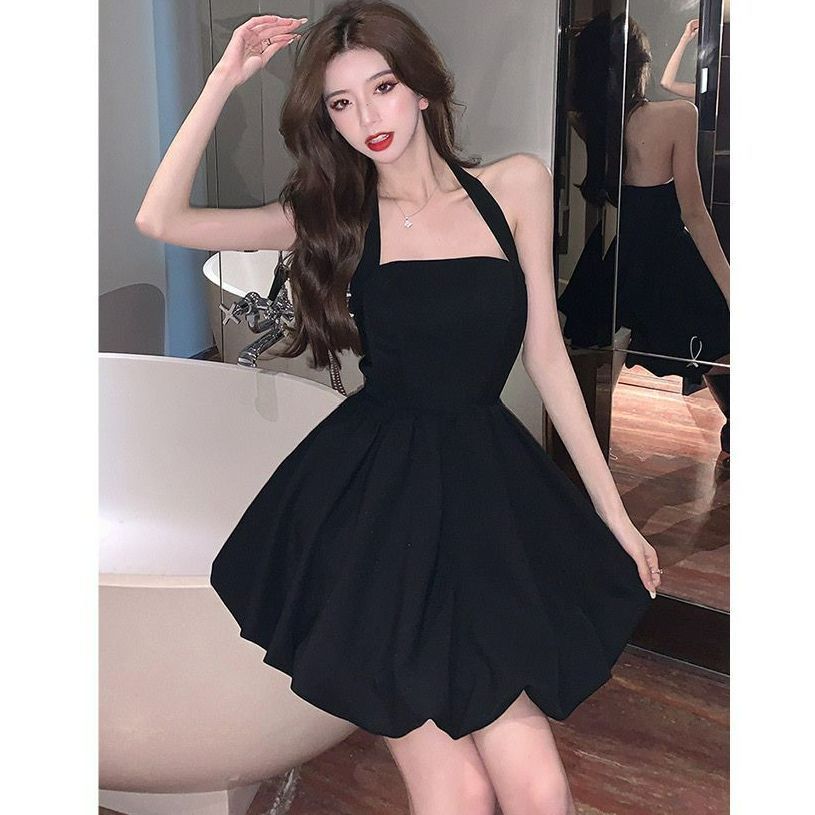 Women's Halter A-Line Mini Dress with Lining, Slimming Waist
