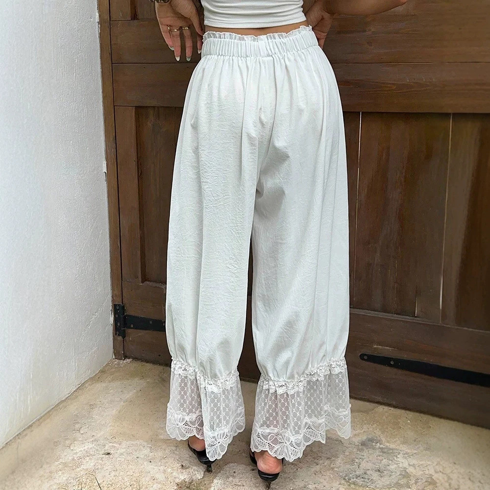 Bohemian Wide-Leg Pants with Elastic Waist, Loose Fit, Comfortable All-Season Travel Casual Pants
