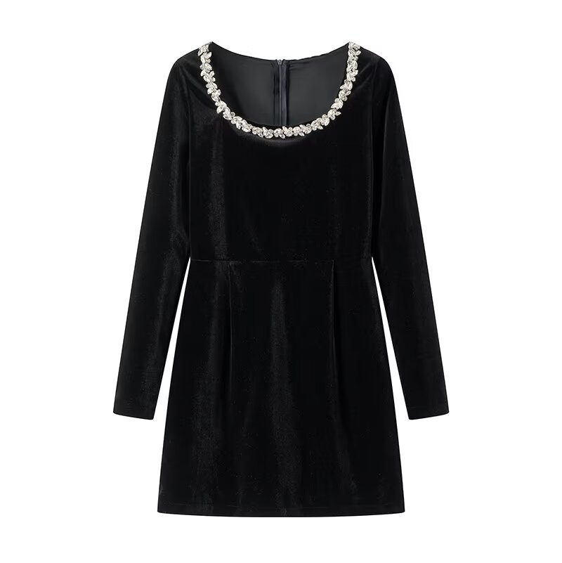 Square Neck Waist-Fitted A-Line Short Dress