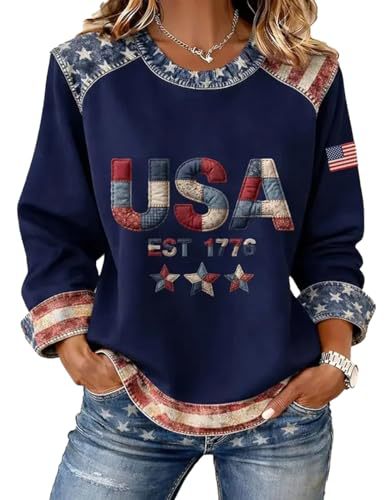 Women's USA Flag Star Print Sweatshirt