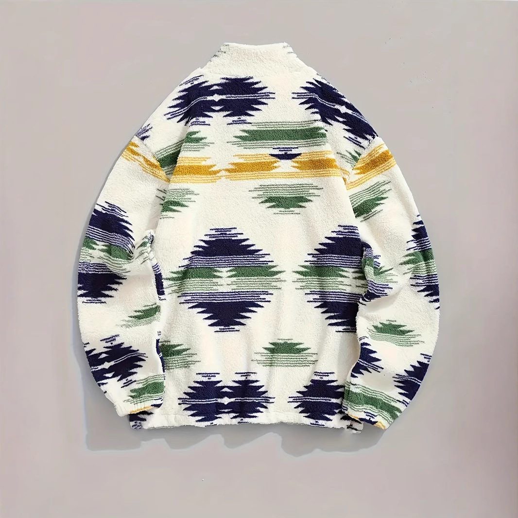 Women's Bohemian Print Zip Fleece Jacket Hoodie