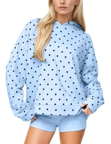 Women's Polka Dot Print Casual Hoodie