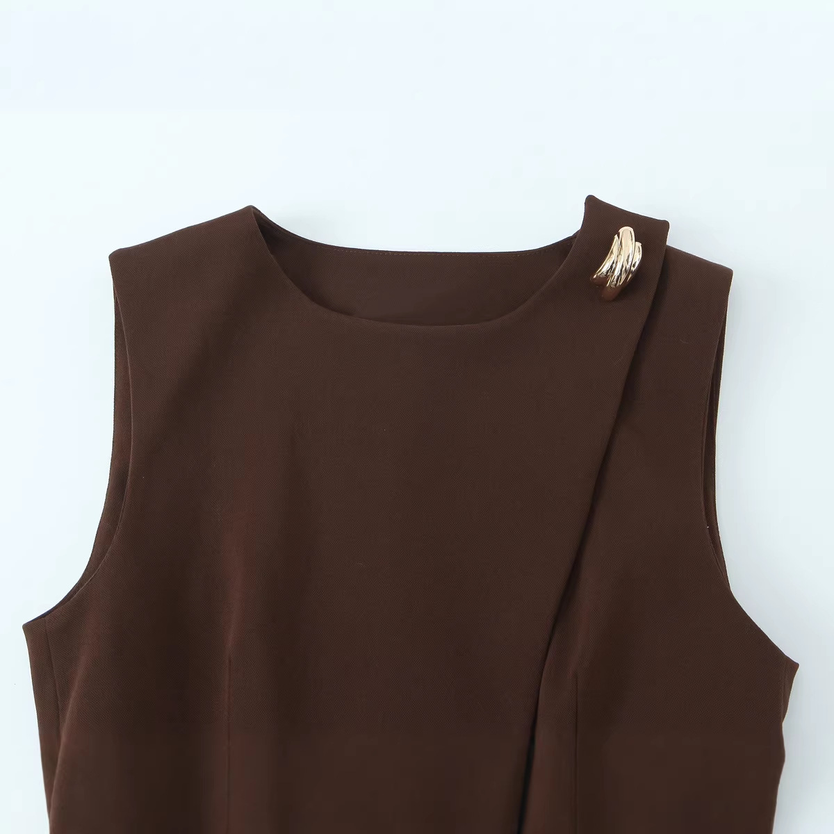 Women's Double-Breasted Vest and High-Waist Straight-Leg Pants Set with Belt