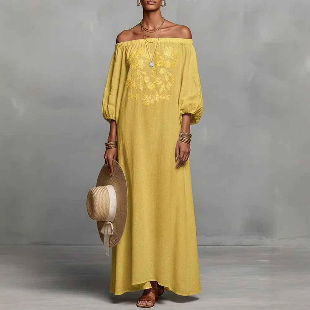 Floral Off-Shoulder A-Line Maxi Dress